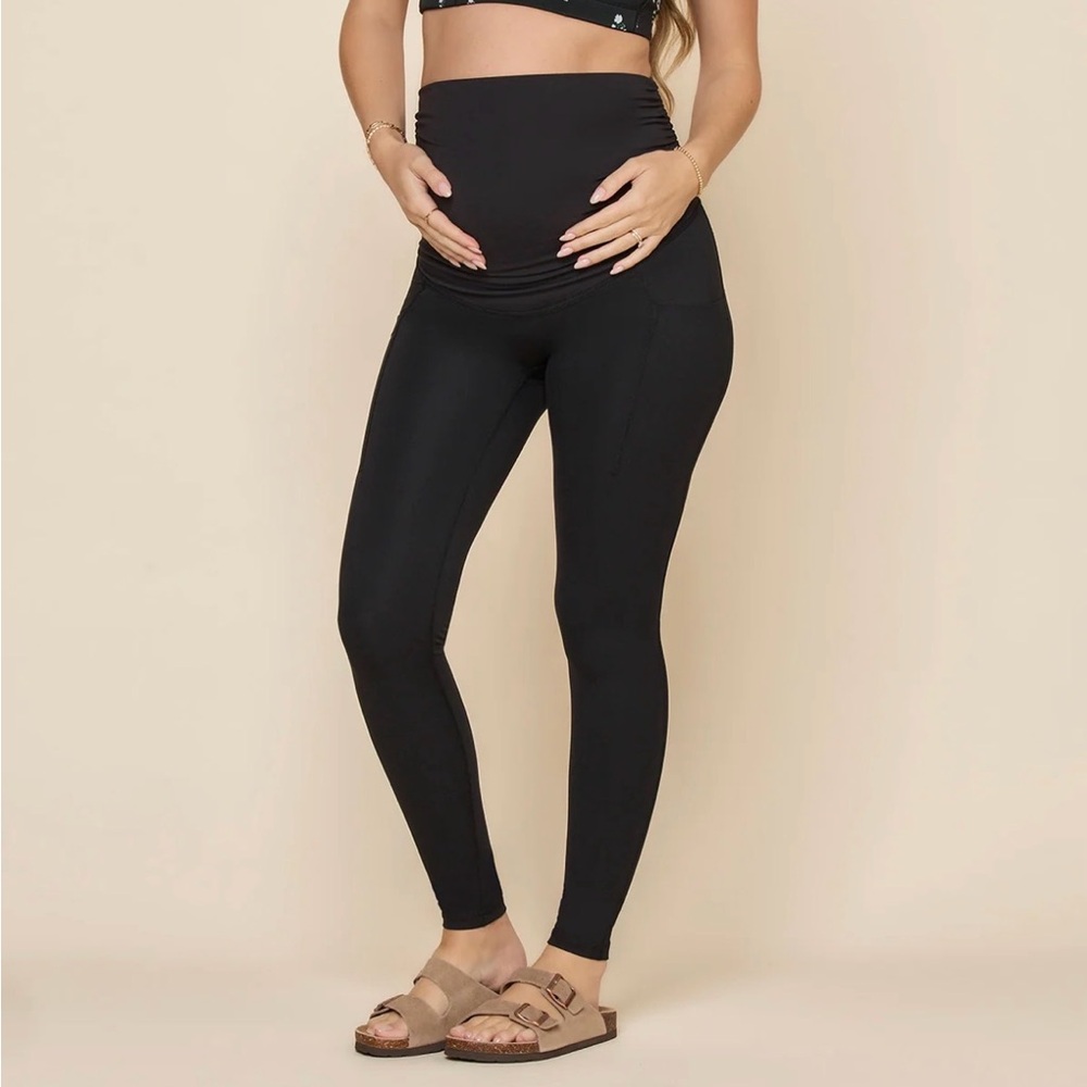 POPFLEX Foldover Maternity Legging - Black S / Petite (25")